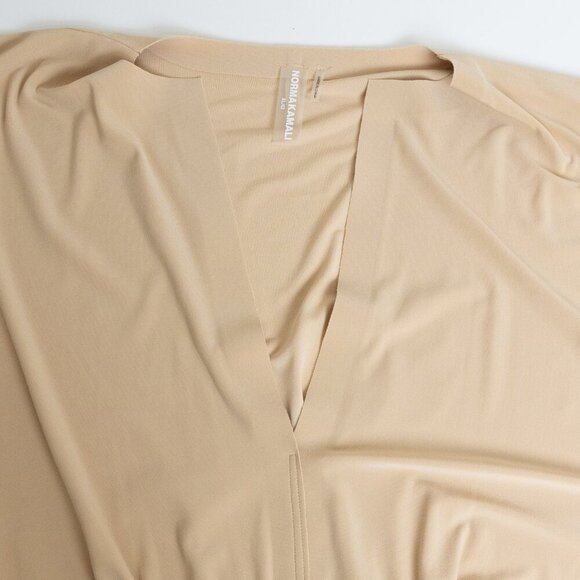 Norma Kamali Maxi Dress Beige Stretchy Jersey Obie Gown Blonde XL - Picture 4 of 13